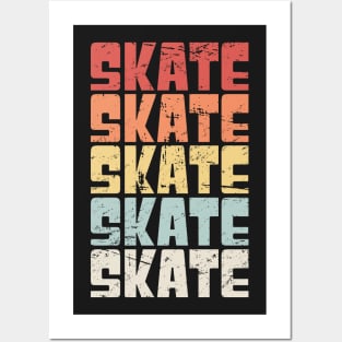 Retro 70s SKATE Text Posters and Art